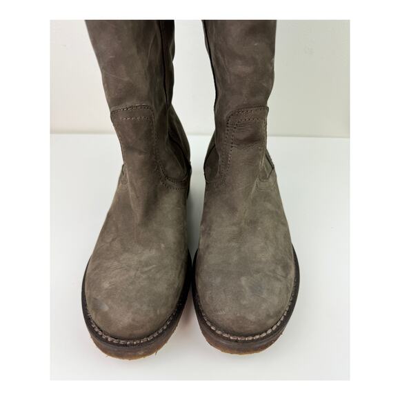 Le Jabot Suede Knee-High Boots Shearling Lined Convertible Fold Over Brown Sz 39 - Picture 6 of 11